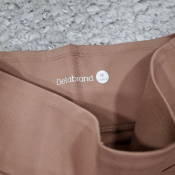 Betabrand Medium Short Petite Tan Power Down Pants Skinny Yoga Gym Brown Pull On - Picture 4 of 8